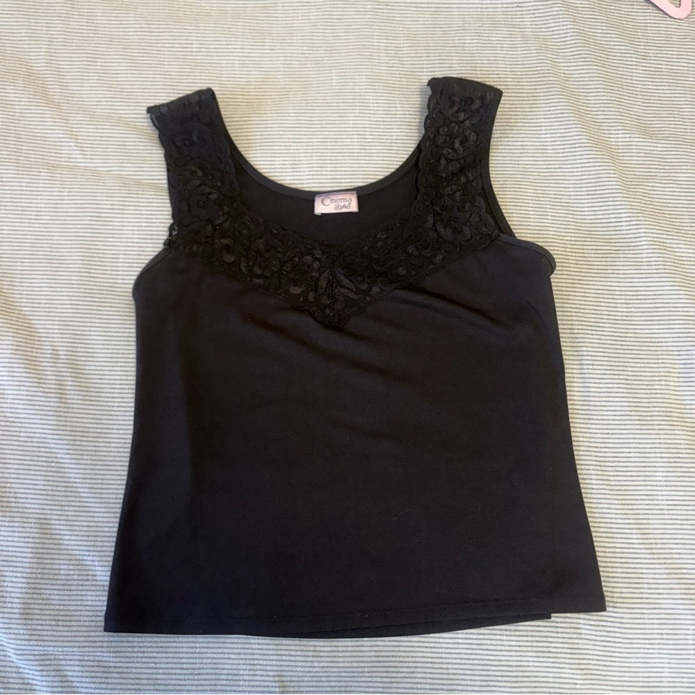 Chic Black Lace Detail Tank Top